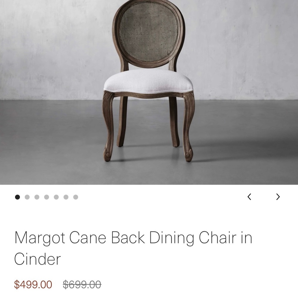 Arhaus Margot chairs 6 brand new never used wrong color $500 each online.